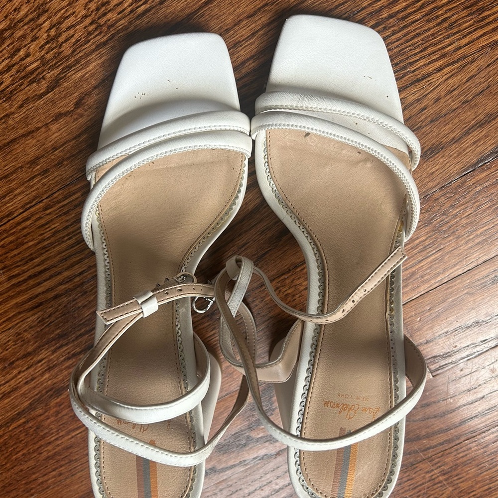 Sam Edelman White Strappy Square-Toe Heels